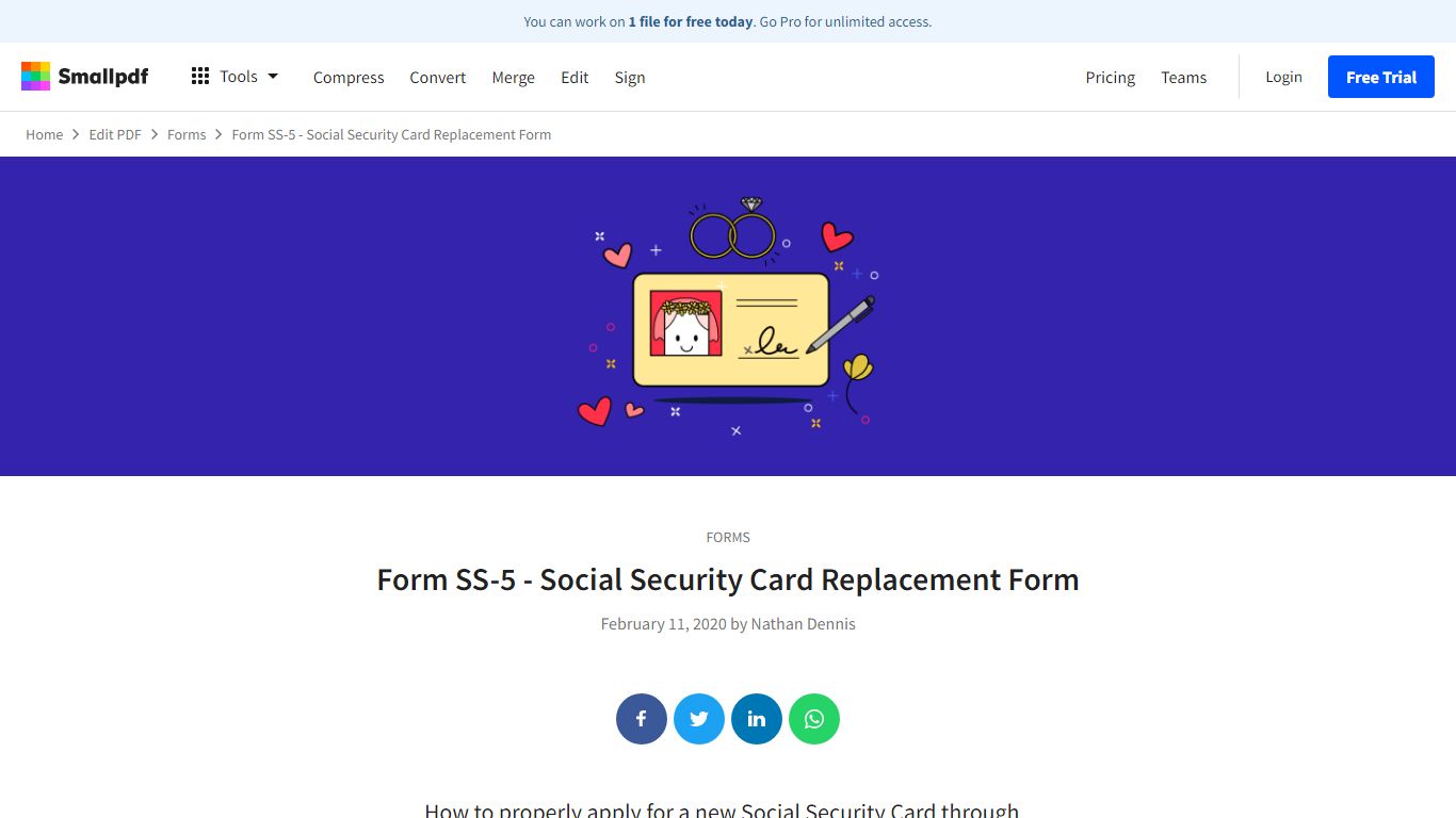 Form SS-5 - Social Security Card Replacement Form | Smallpdf